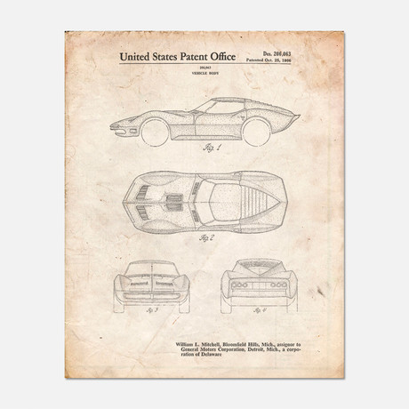 Corvette Patent Print // PP0021 (11"W x 14"H)