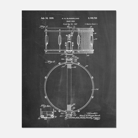 Snare Drum Patent Print // PP0147 (11"W x 14"H)