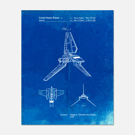 Imperial Shuttle Ship Patent Print // PP0449 (11"W x 14"H)
