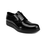Prada // Brushed Leather Derby Oxford Dress Shoes // Black (US 8)