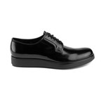 Prada // Brushed Leather Derby Oxford Dress Shoes // Black (US 12)