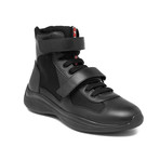 Prada // Men's Leather Mesh High Top Sneaker Shoes // Black (US 11)