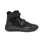 Prada // Men's Leather Mesh High Top Sneaker Shoes // Black (US 14)