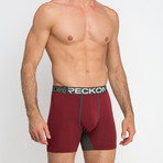 Mid-Rise Boxers // Burgundy + Heather Charcoal Gray (S)