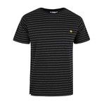 Crown-Striped T-Shirt // Black + Charcoal (M)
