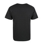 Crown-Striped T-Shirt // Black + Charcoal (L)
