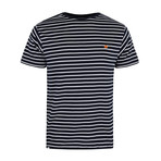 Crown-Striped T-Shirt // Navy + White (2XL)
