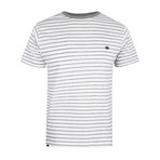 Crown-Striped T-Shirt // White + Gray (M)