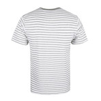 Crown-Striped T-Shirt // White + Gray (2XL)