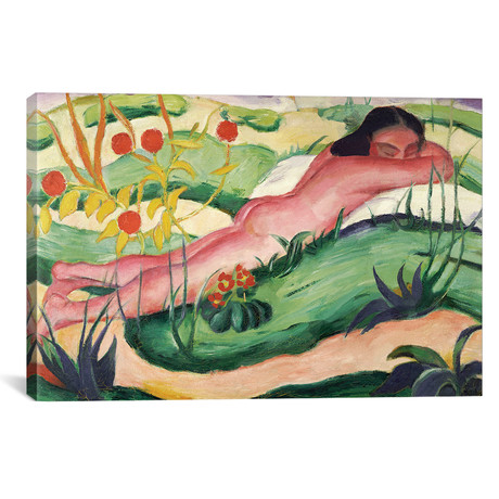 Nude Lying in the Flowers // Franz Marc // 1910 (26"W x 18"H x 0.75"D)