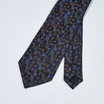 Floral Patter Silk Tie // Brown + Navy + Blue