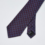 Woven Checkered Patter Silk Tie // Blue + Purple