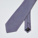 Woven Pattern Silk Tie // Blue + Black + Pink