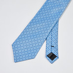 Floral Grid Silk Tie // Light Blue