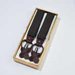 Diamond Pattern Suspenders // Brown