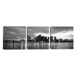 Boston Panoramic Skyline Cityscape // Sunset // B+W (36"W x 12"H x 0.75"D)