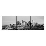 Denver Panoramic Skyline Cityscape // Sunset // B+W (36"W x 12"H x 0.75"D)