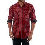 Secure Long Sleeve Plaid Shirt // Black + Red (M)