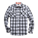 Secure Long Sleeve Plaid Shirt // White + Black (XL)