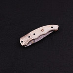 Handmade Damascus Liner Lock Folding Knife // 2776