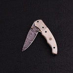 Handmade Damascus Liner Lock Folding Knife // 2776