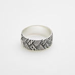 925 Sterling Silver Interwoven Braids Ring (Size 8)