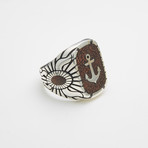 925 Sterling Silver Anchor Stamp Ring (Size 8)