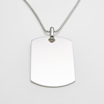 925 Solid Sterling Silver Large 2-Inch Dog Tag Necklace