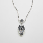 925 Solid Sterling Silver Black Cobra Necklace