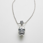 925 Solid Sterling Silver Skuls Head Necklace