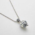 925 Solid Sterling Silver Skuls Head Necklace