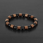 Hematite + Onyx Stone Beaded Bracelet // Black + Brown