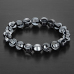 Hematite + Onyx Stone Beaded Bracelet // Gray