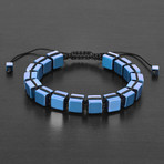 Polished Hematite Cube Stone Bracelet // 8mm (Blue)