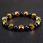 Hematite + Onyx Stone Bracelet (Gold + Gray)