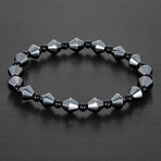 Hematite + Onyx Beaded Bracelet // Gray + Black