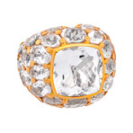 Mimi Milano 18k Two-Tone Gold Rock Crystal Ring // Ring Size: 7.5