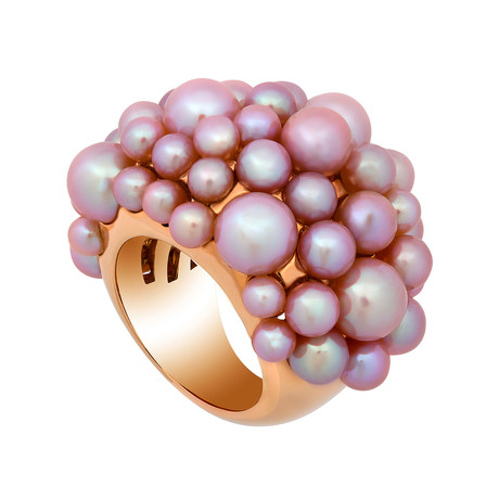 Mimi Milano 18k Rose Gold Violet Cultured Pearl Ring // Ring Size: 7.5