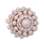 Mimi Milano 18k Two-Tone Gold White Sapphire + Violet Cultured Pearl Ring // Ring Size: 7.5
