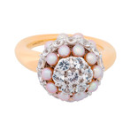 Mimi Milano 18k Two-Tone Gold White Sapphire + Violet Cultured Pearl Ring // Ring Size: 7