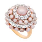 Mimi Milano 18k Two-Tone Gold White Sapphire + Violet Cultured Pearl Ring // Ring Size: 7.5