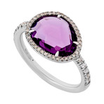Mimi Milano 18k White Gold Diamond + Amethyst Ring // Ring Size: 7