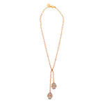 Mimi Milano 18k Two-Tone Gold White Sapphire + Violet Cultured Pearl Necklace