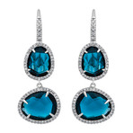 Mimi Milano 18k White Gold Diamond + London Blue Topaz Earrings I