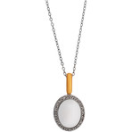 Mimi Milano 18k Two-Tone Gold White Agate + Diamond Pendant Necklace