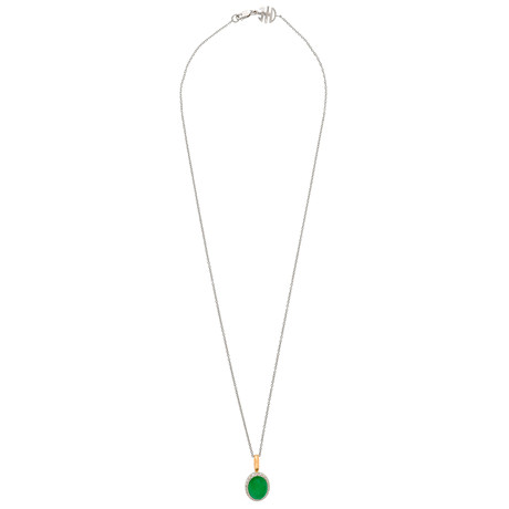 Mimi Milano 18k Two-Tone Gold Green Jade + Diamond Pendant Necklace