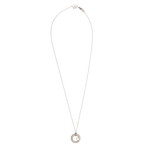 Mimi Milano 18k White Gold Diamond + White Cultured Pearl Pendant Necklace
