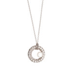 Mimi Milano 18k White Gold Diamond + White Cultured Pearl Pendant Necklace
