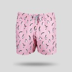 Penguin All Over Swim Short // Pink (XS)