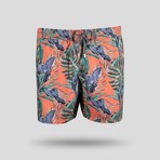 Macaw All Over Swim Short // Coral (M)